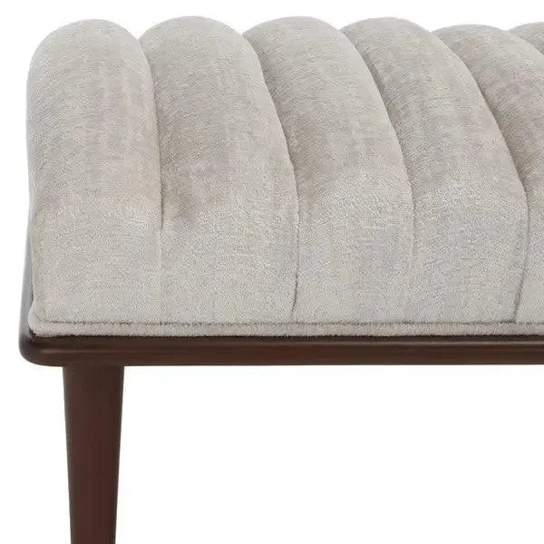 Flannery Velvet Bench in Ivory with Brass-Capped Legs - The Mayfair Hall