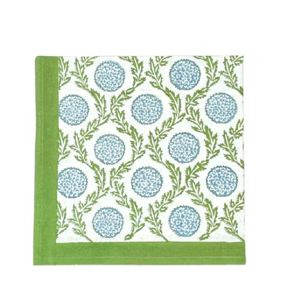Blue and Green, Flowers & Vines - Napkin (Set of 4) - The Mayfair Hall