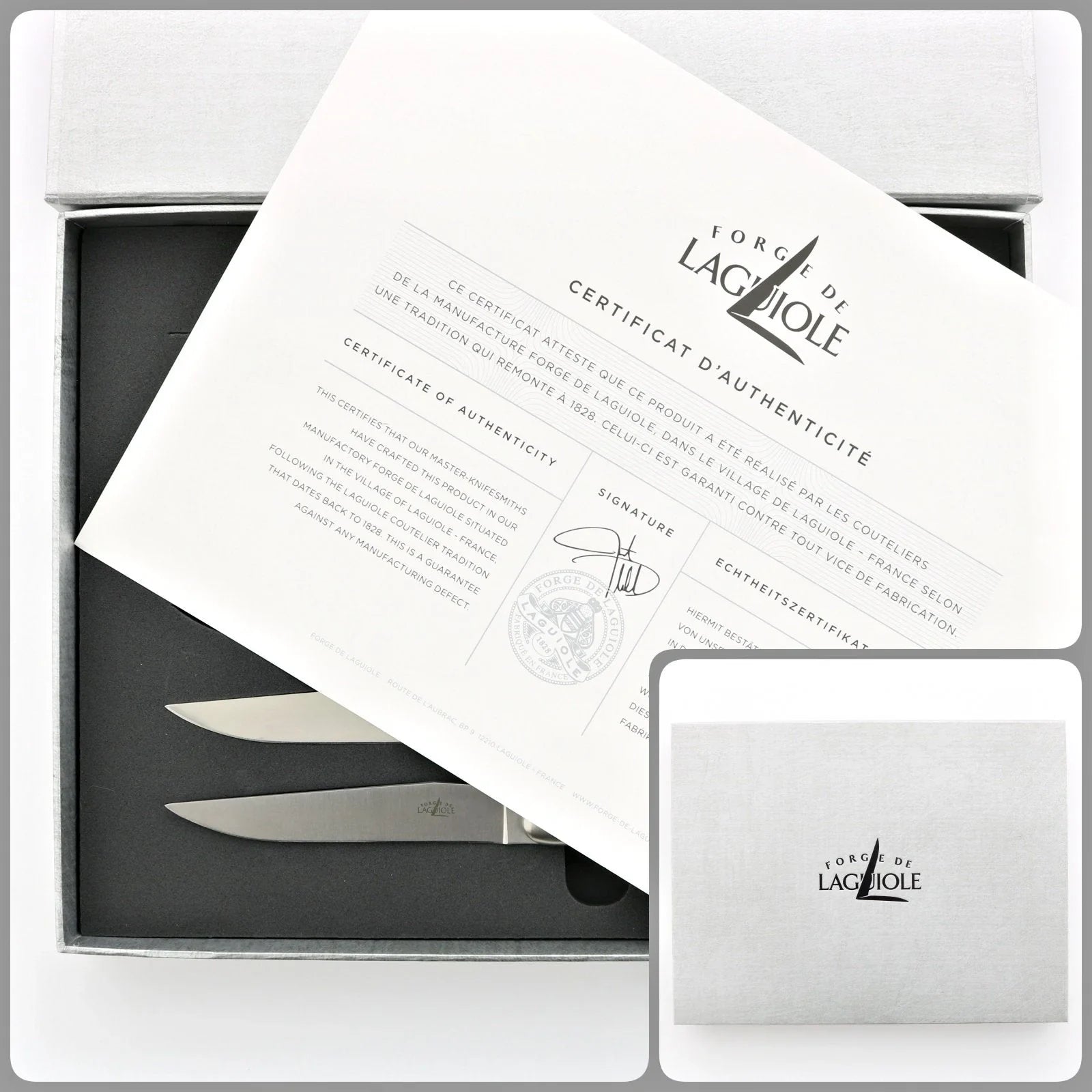 Forge de Laguiole 6 Piece Steak Knife Set Walnut Satin Finish