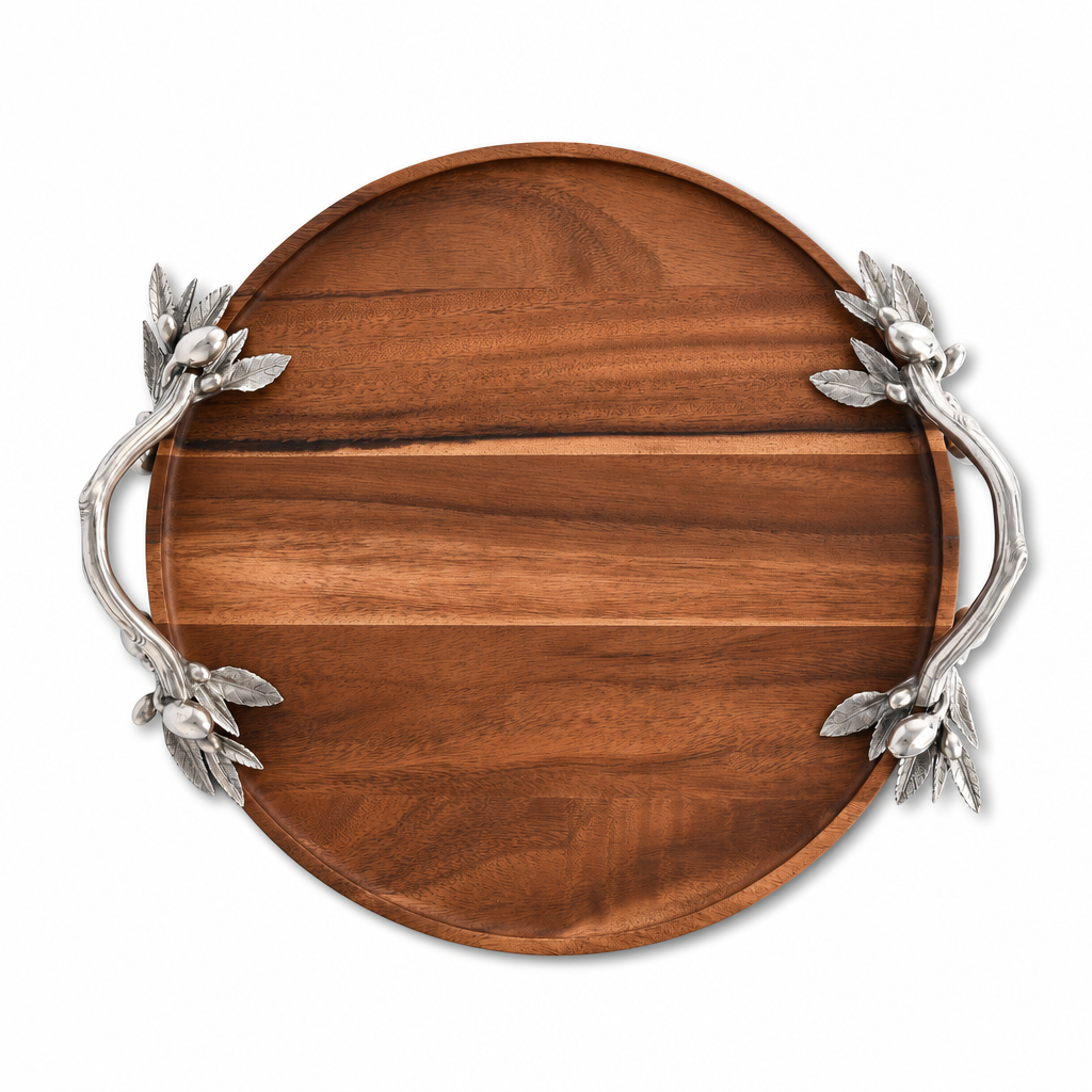 Olive Serving Tray Acacia- Round