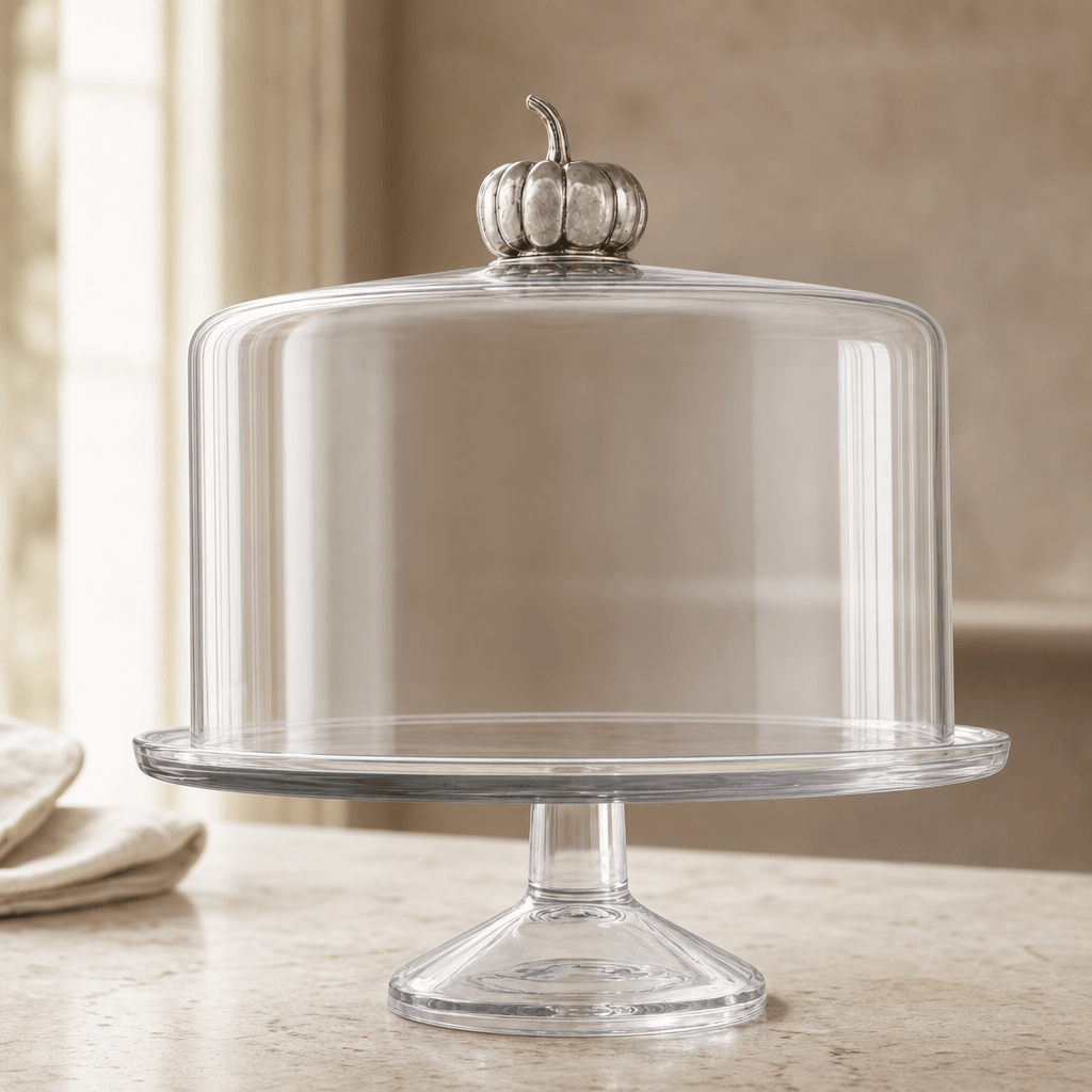 Pumpkin Knob Glass Covered Cake / Dessert Stand