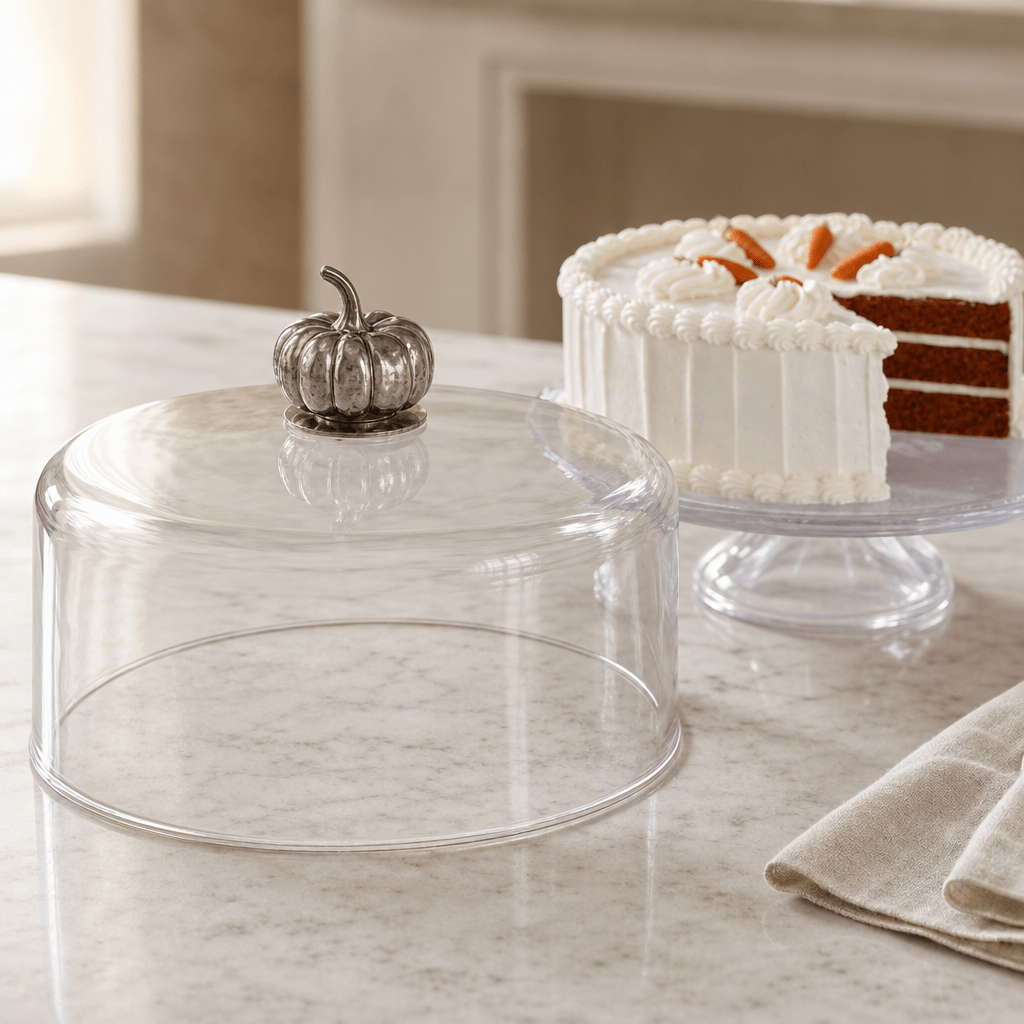 Pumpkin Knob Glass Covered Cake / Dessert Stand