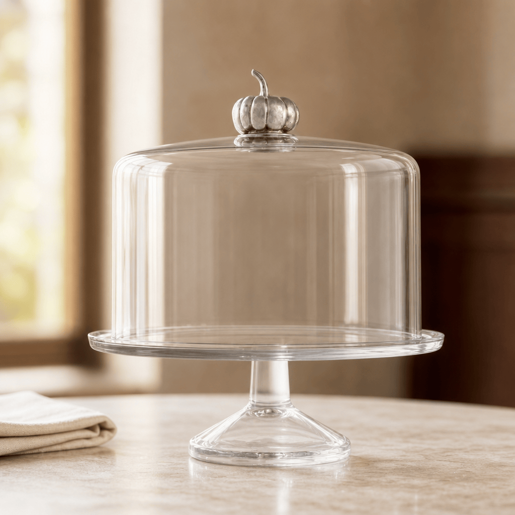 Pumpkin Knob Glass Covered Cake / Dessert Stand