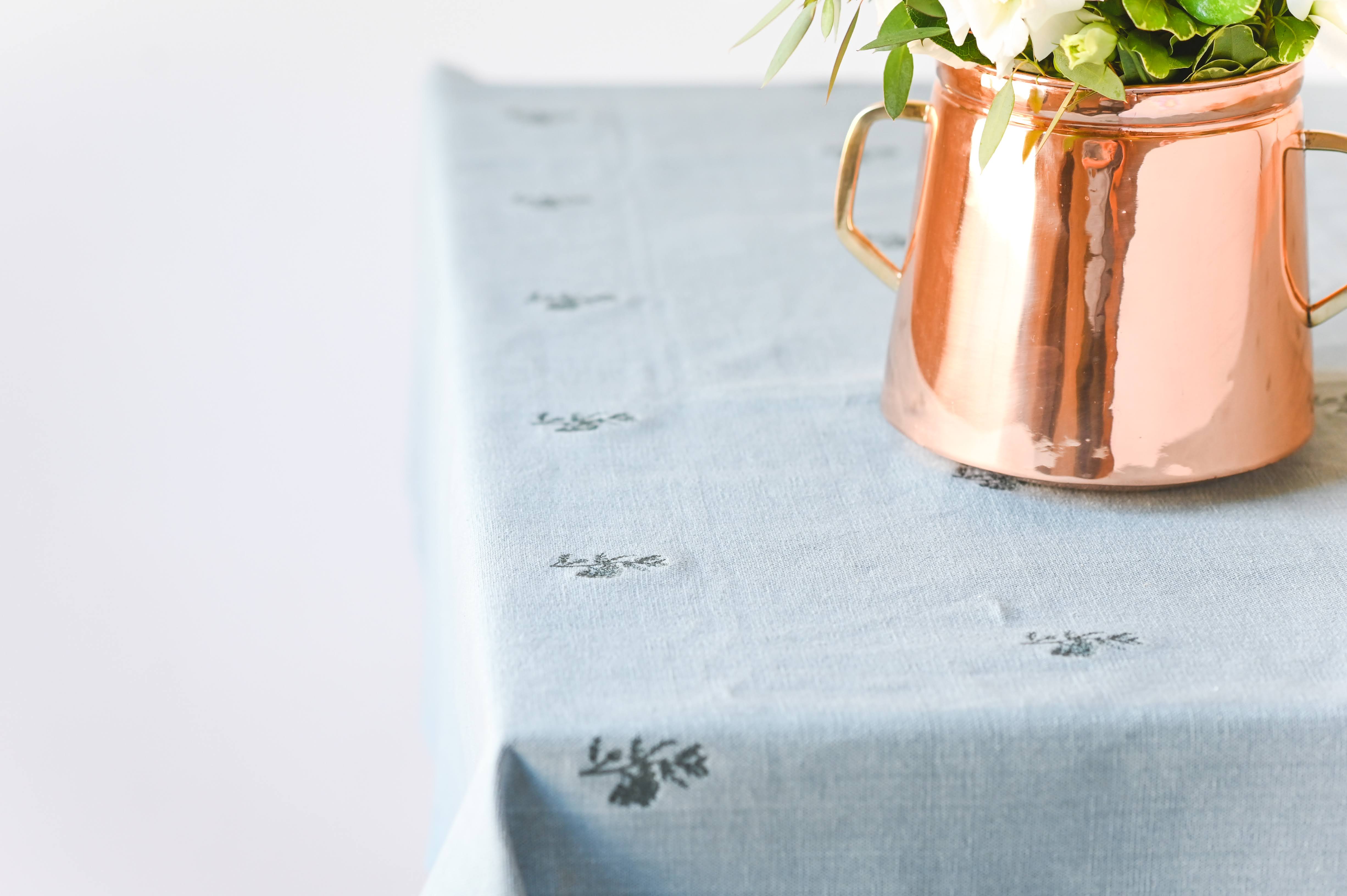 Blue Fleur Embroidered Tablecloth by Galley and Fen