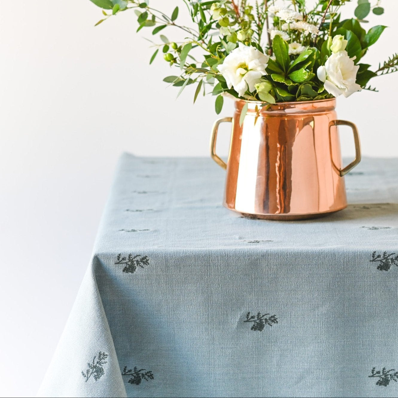Blue Fleur Embroidered Tablecloth by Galley and Fen