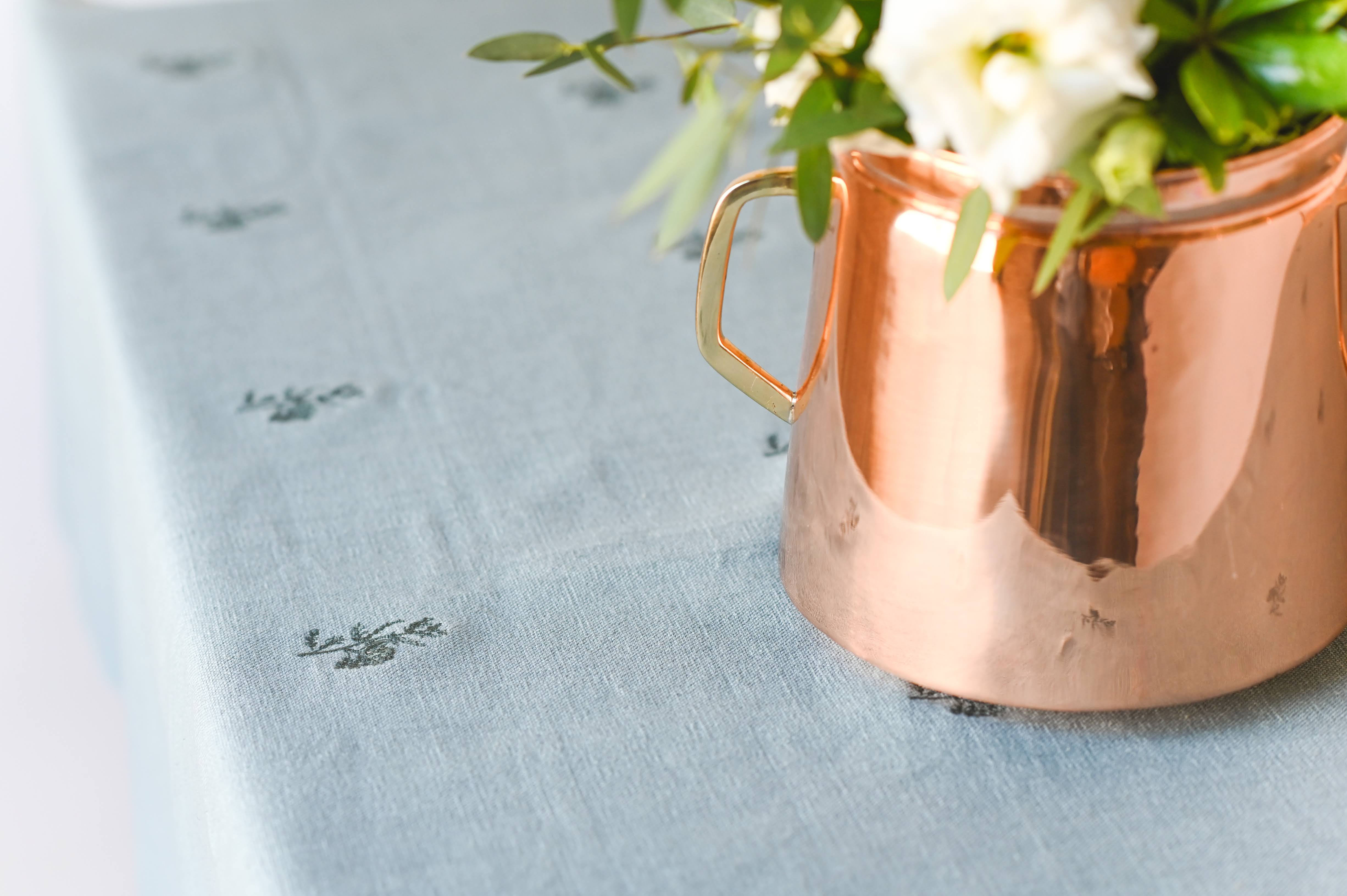 Blue Fleur Embroidered Tablecloth by Galley and Fen