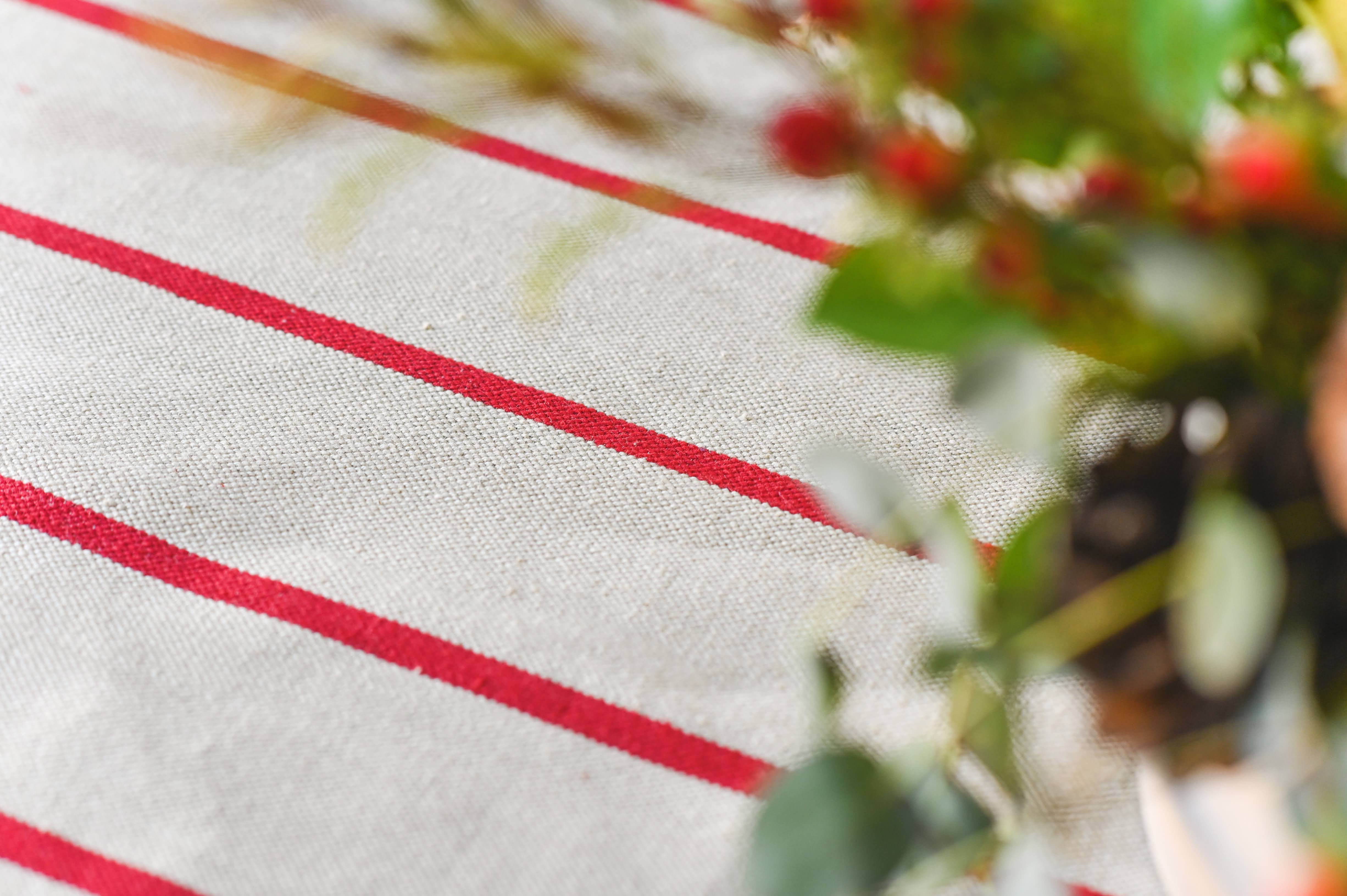 Red Stripe Linen Tablecloth