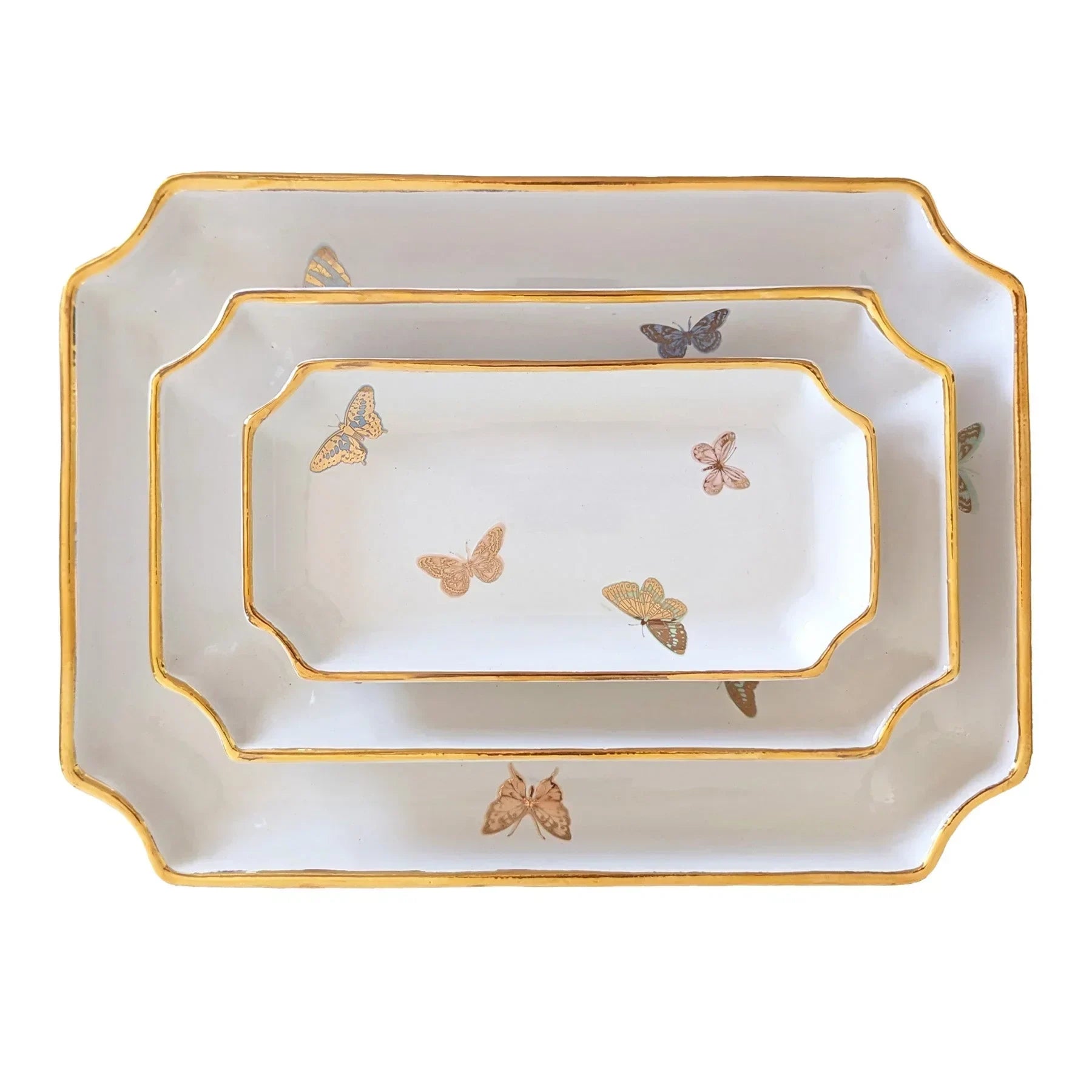 Gilded Butterflies Trays with 22K Gold Accent - The Mayfair Hall
