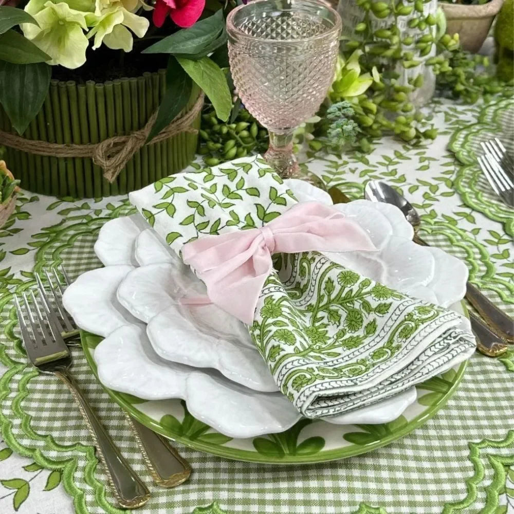 Bettina Cotton Placemat in Light Green Gingham (Set of 4) - The Mayfair Hall
