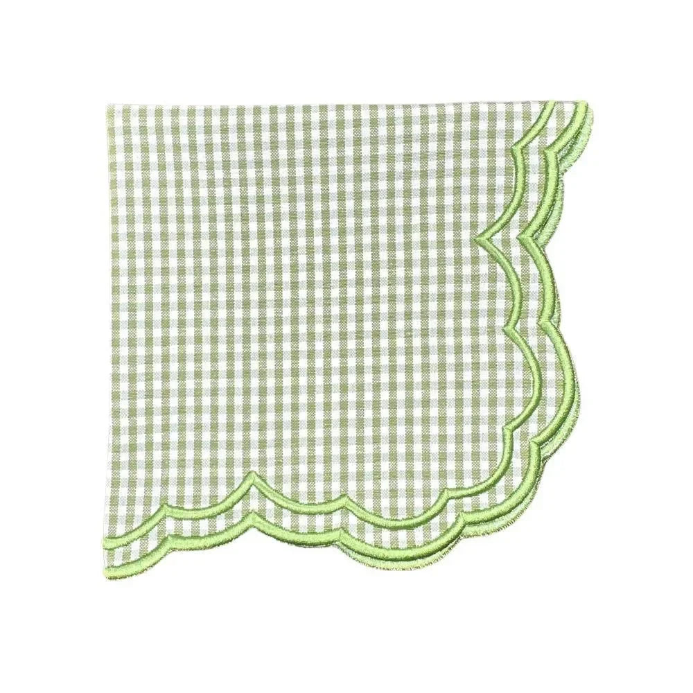 Bettina Cotton Napkin in Light Green Gingham (Set of 4) - The Mayfair Hall