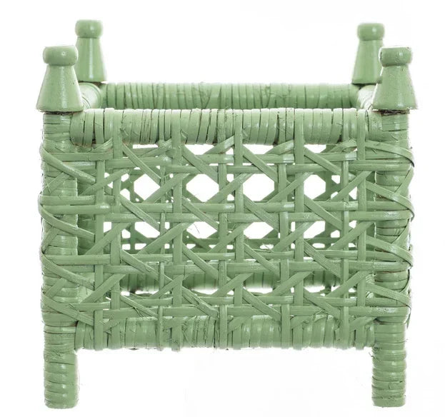 Green Cane Wicker Box Planter - The Mayfair Hall