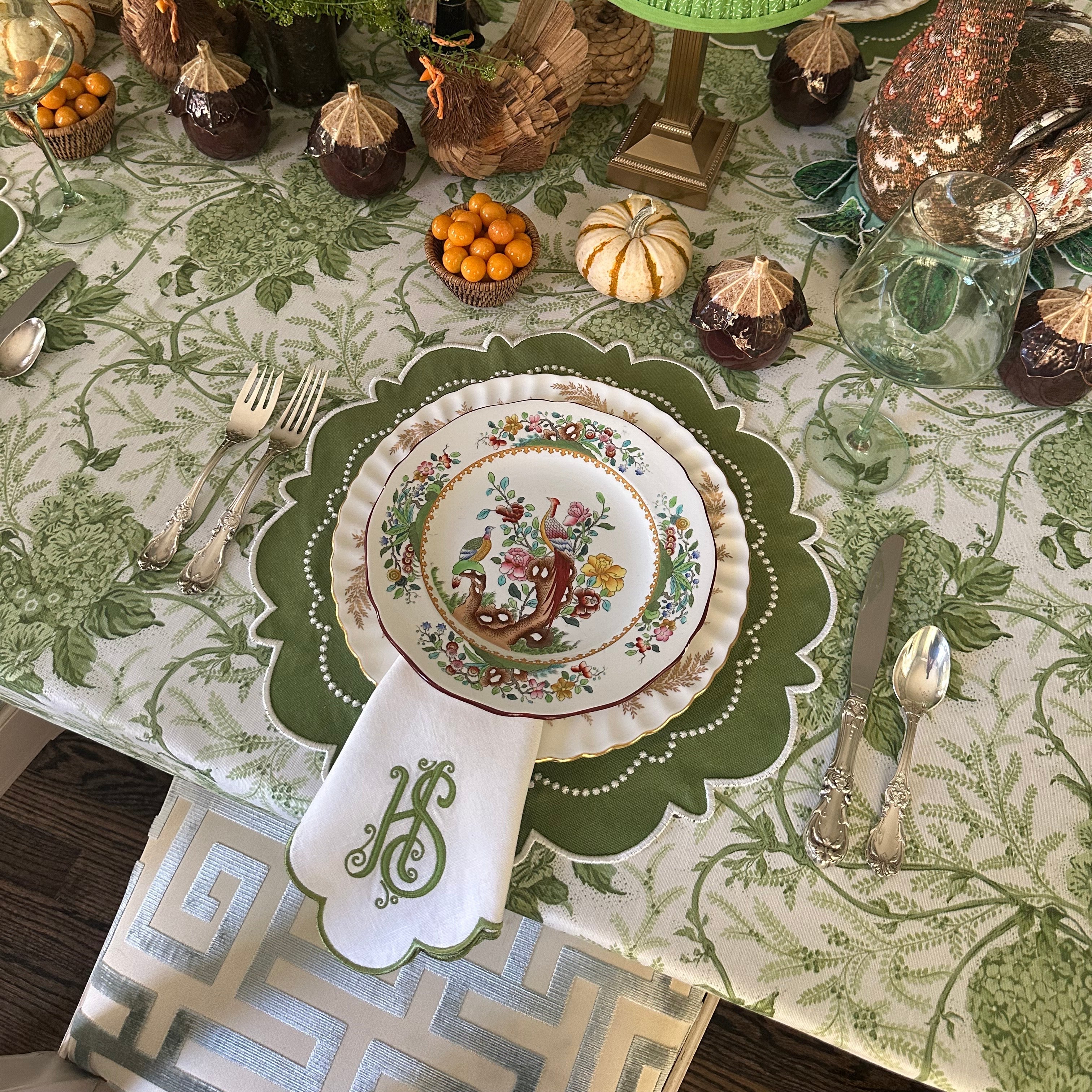 HARMONY GREEN ROUND FABRIC PLACEMAT