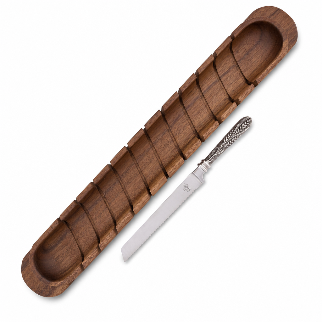 Baguette Board with Wheat Pattern Bread Knife