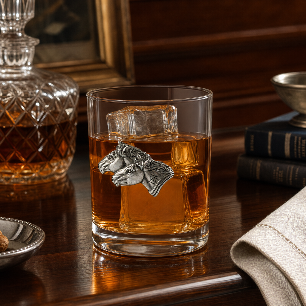 Running Horse Double Old Fashion Bar Glass