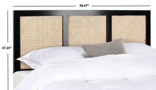 Vienna Mango Wood Rattan Headboard in Black - The Mayfair Hall