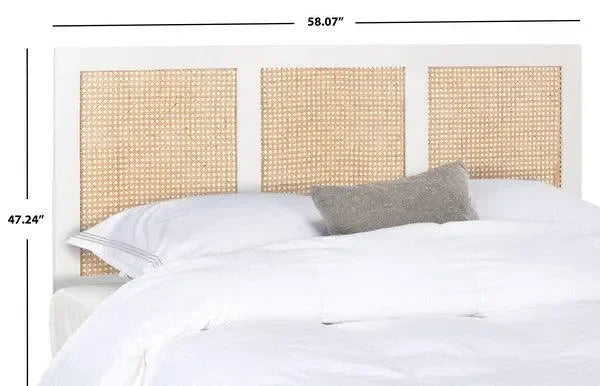 Vienna Mango Wood Rattan Headboard in White Wash - The Mayfair Hall