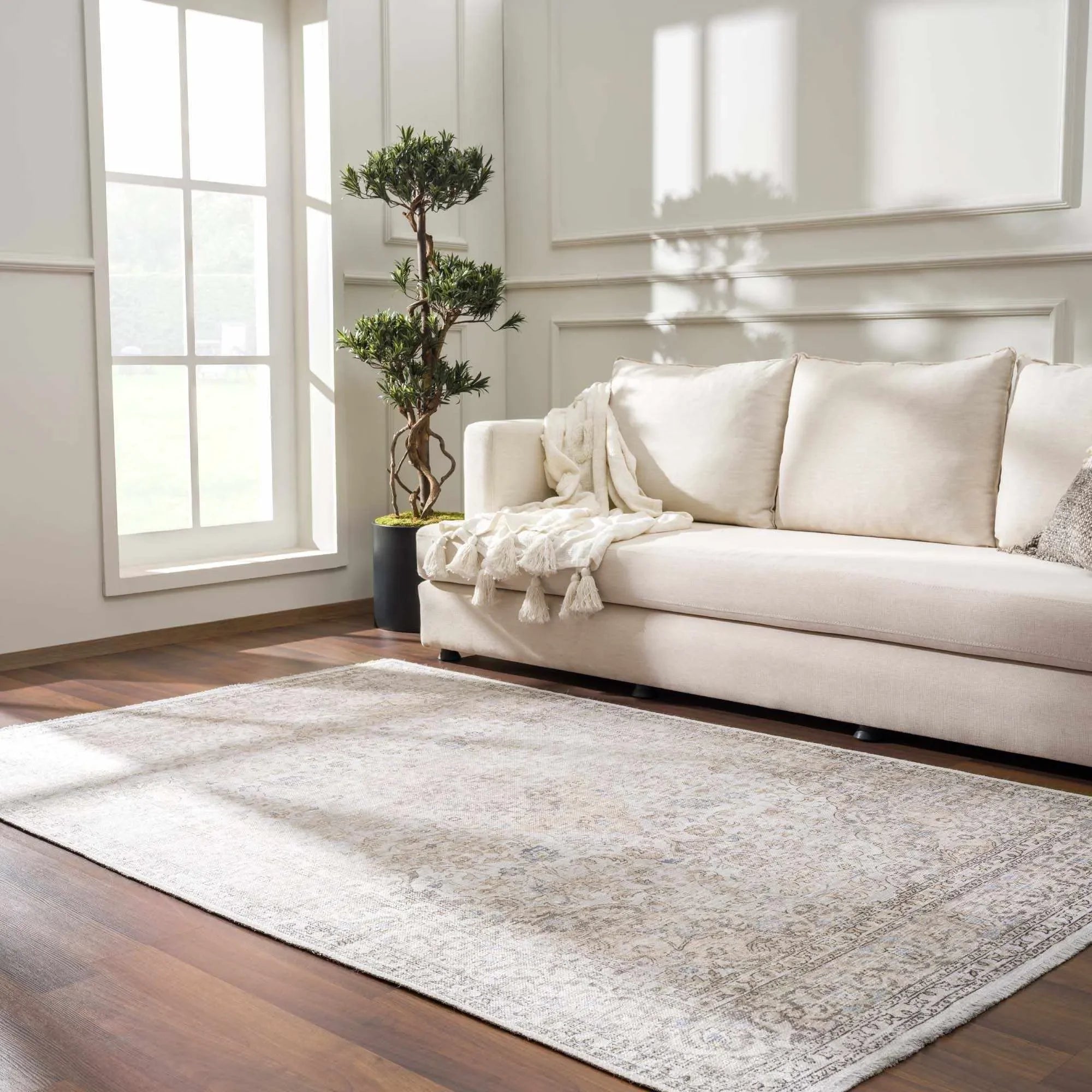 Cream Holi-2301 Washable Area Rug - The Mayfair Hall