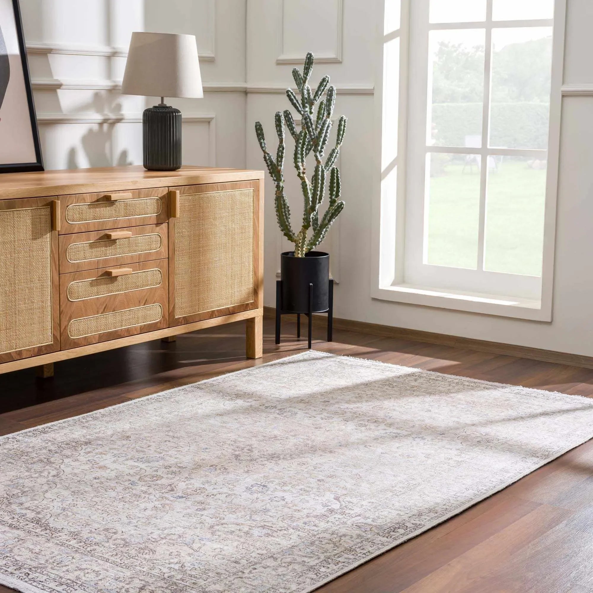 Cream Holi-2301 Washable Area Rug - The Mayfair Hall