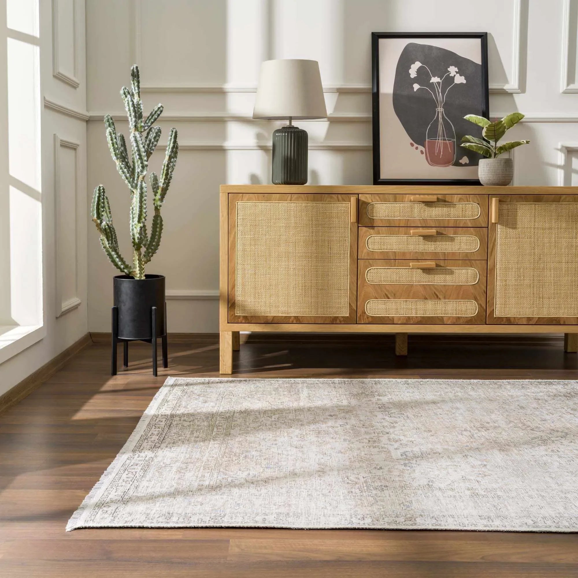 Cream Holi-2301 Washable Area Rug - The Mayfair Hall