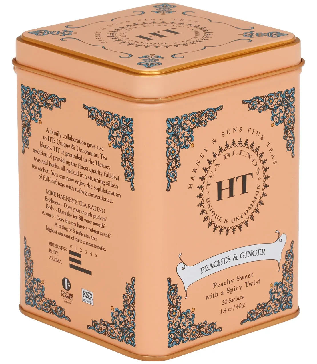 Peaches & Ginger, HT Tin of 20 Sachets - The Mayfair Hall