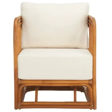 Harlowe Rattan Accent Chair in Natural and White with Sculpted Lines - The Mayfair Hall