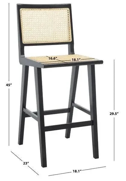 Hattie Solid Ash Wood Bar Stool in Black - The Mayfair Hall