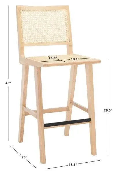 Hattie Solid Ash Wood Bar Stool in Natural - The Mayfair Hall