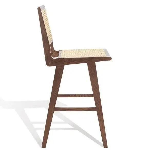 Hattie Solid Ash Wood Bar Stool in Walnut - The Mayfair Hall