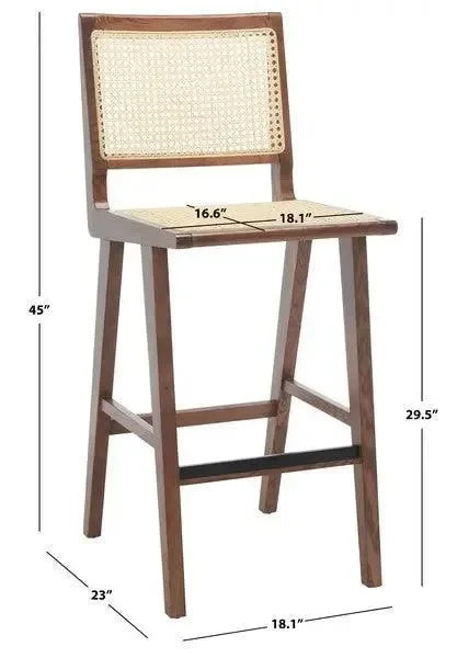 Hattie Solid Ash Wood Bar Stool in Walnut - The Mayfair Hall