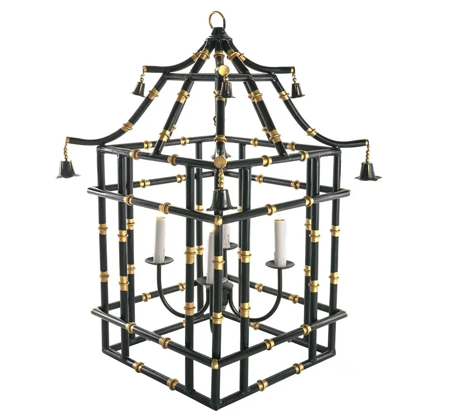 Bamboo Lantern in Black and Gold - The Mayfair Hall