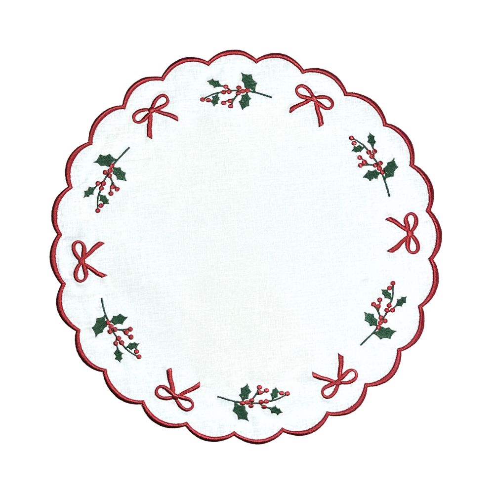 100% Linen - Studio Collection: Holly & Bows - Placemat (Set of 4)