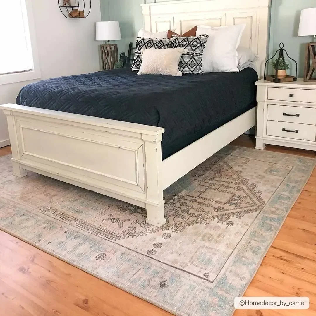 Light Olive Baloy Vintage Washable Area Rug - The Mayfair Hall