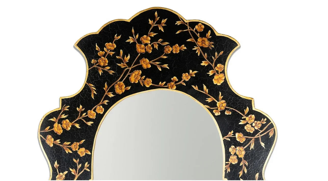 Black and GOLD Narrow CHERRY BLOSSOM MIRROR - The Mayfair Hall