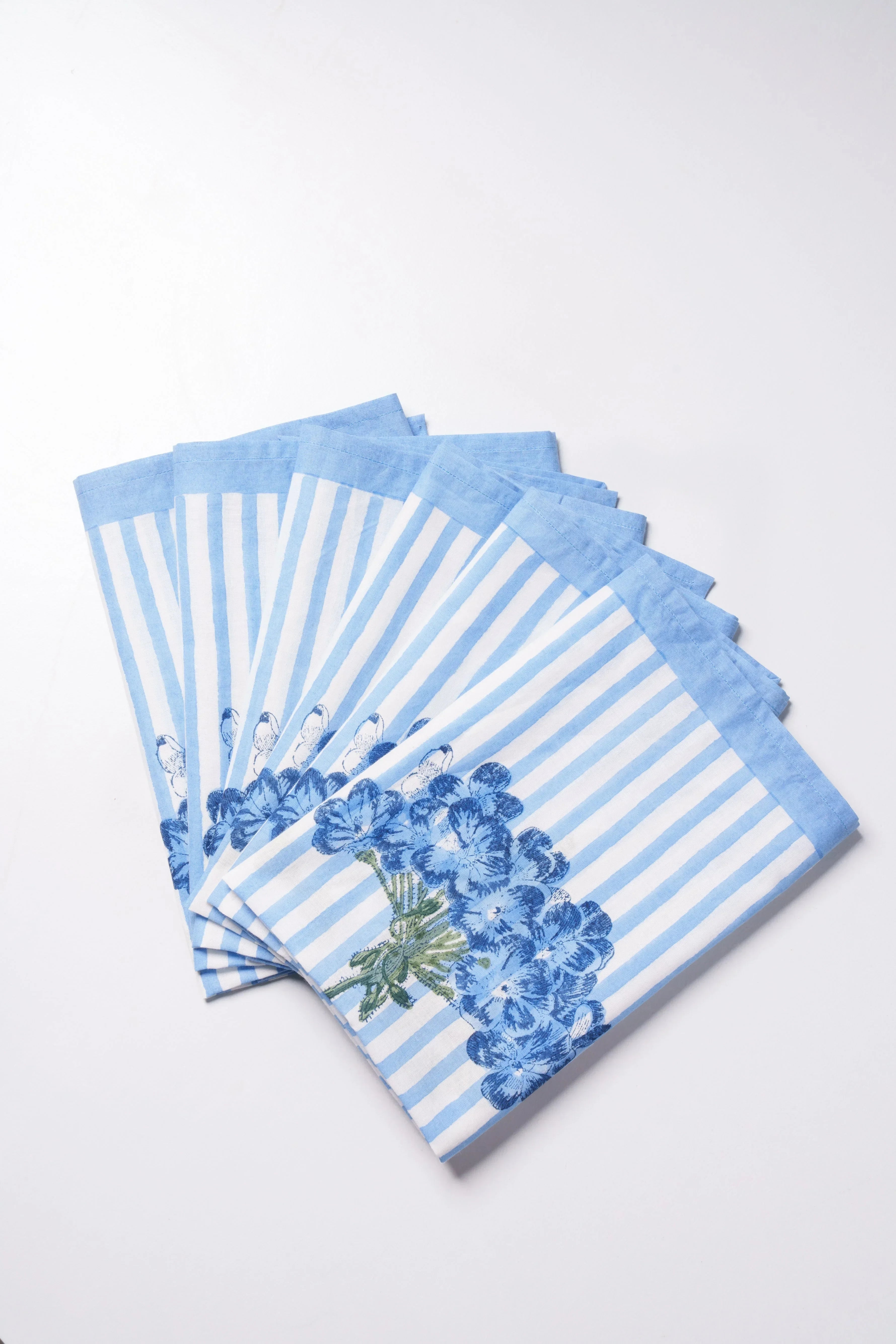 Blue Hydrangea Blockprint Napkins, Set of 4 - The Mayfair Hall