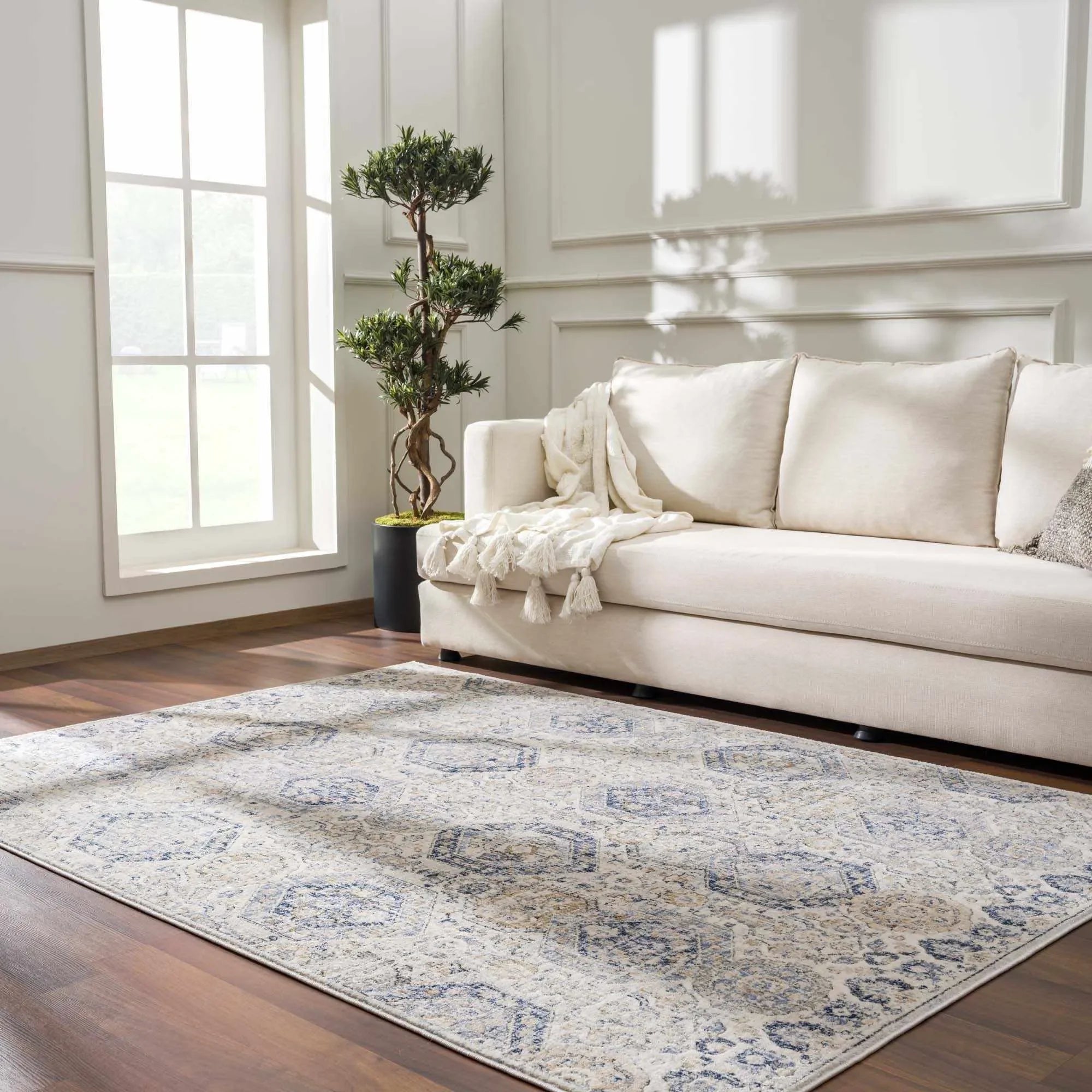 Parkerfield Cream & Blue Area Rug - The Mayfair Hall