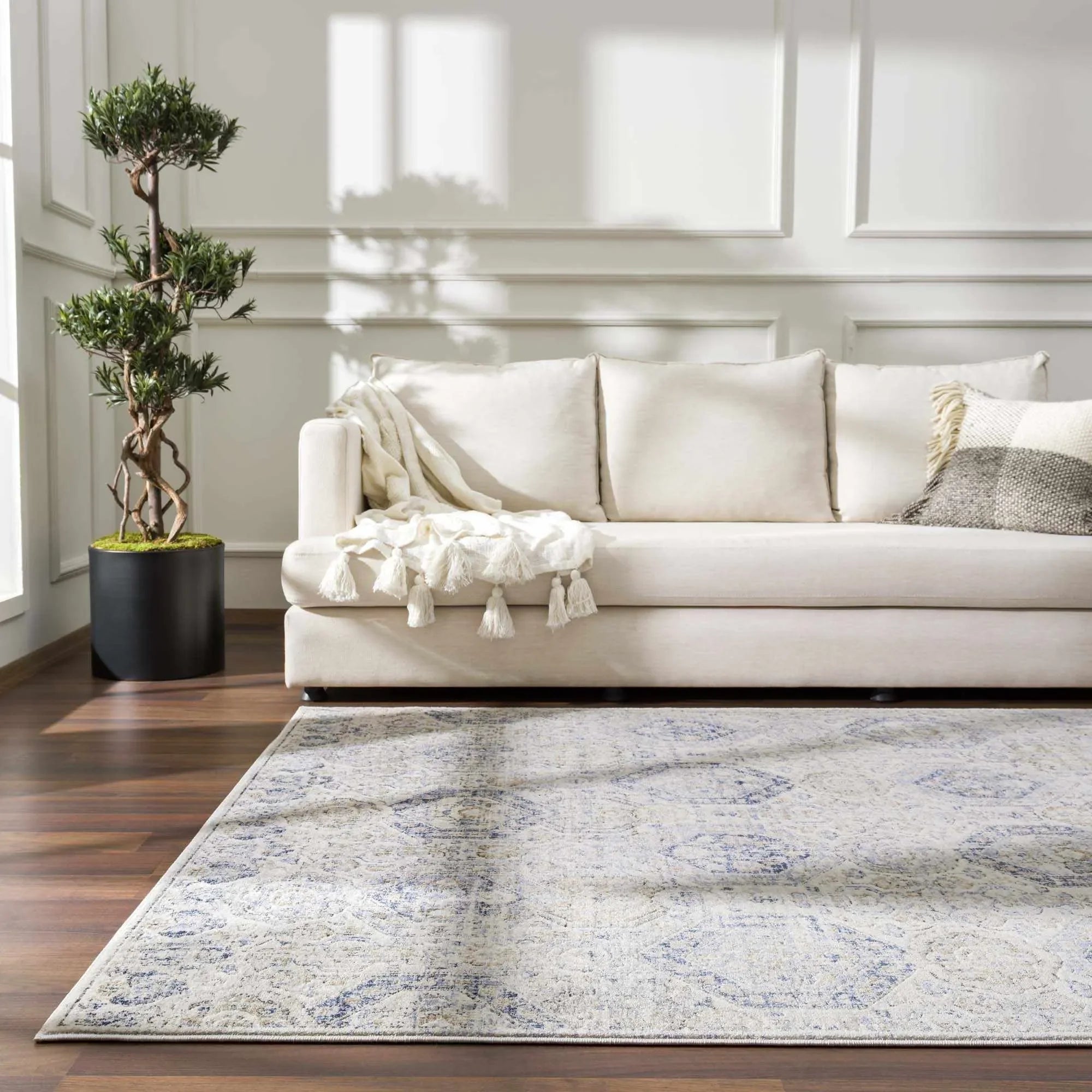 Parkerfield Cream & Blue Area Rug - The Mayfair Hall
