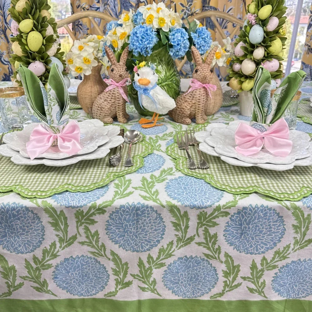 Blue and Green, Flowers & Vines - Napkin (Set of 4) - The Mayfair Hall