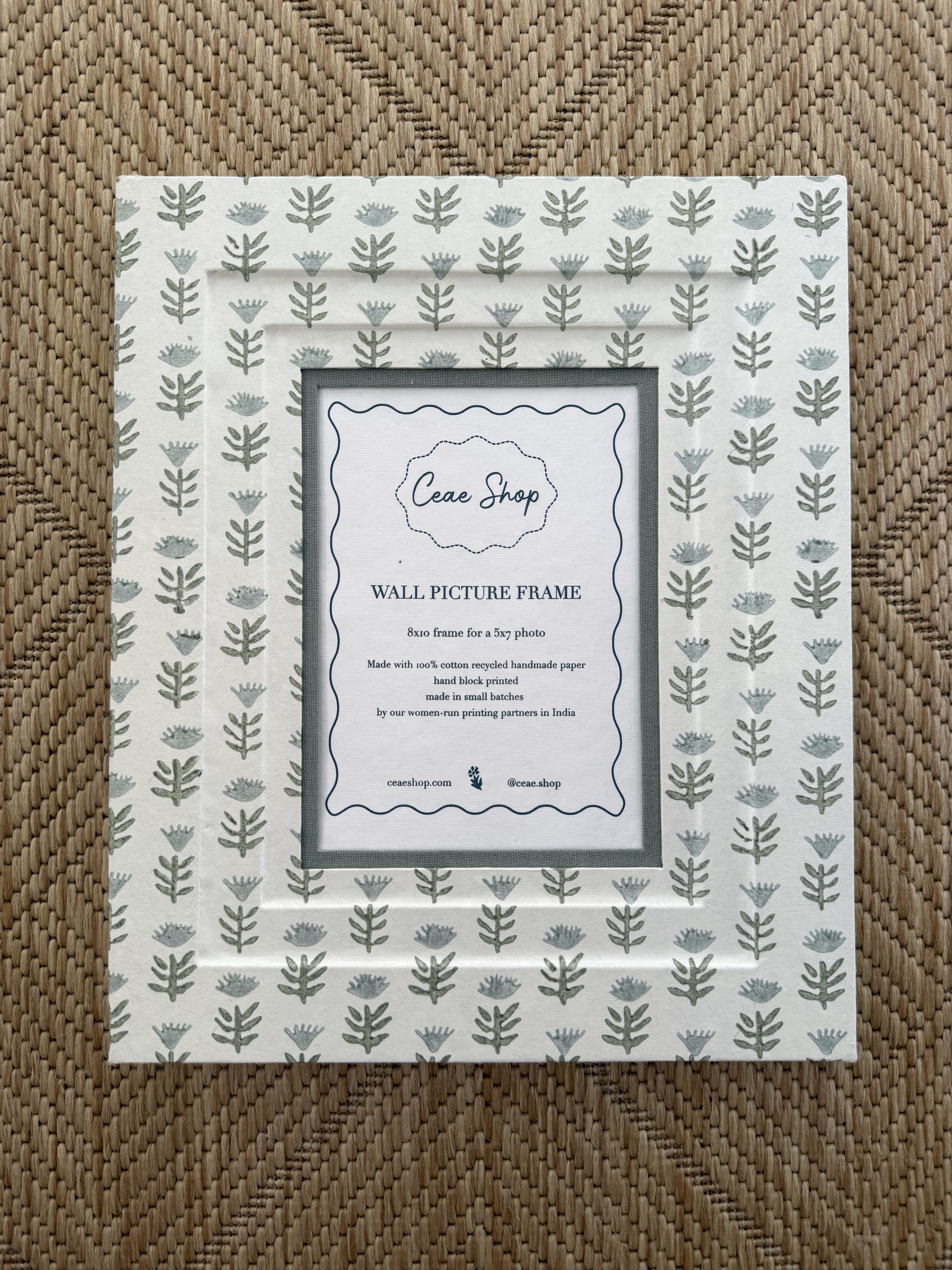 5x7 Block Printed Picture Frame in Claire Serene
