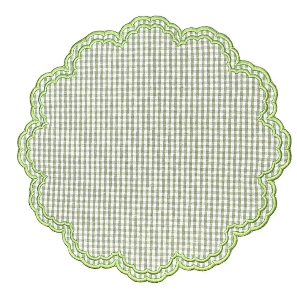 Bettina Cotton Placemat in Light Green Gingham (Set of 4) - The Mayfair Hall