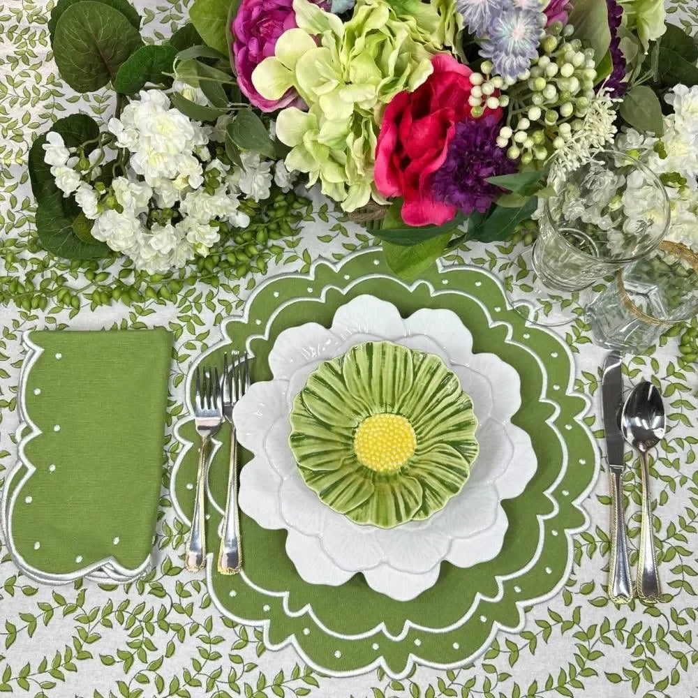 Green Leaves Cotton Tablecloth - The Mayfair Hall