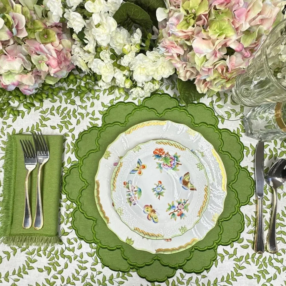 Green Leaves Cotton Tablecloth - The Mayfair Hall