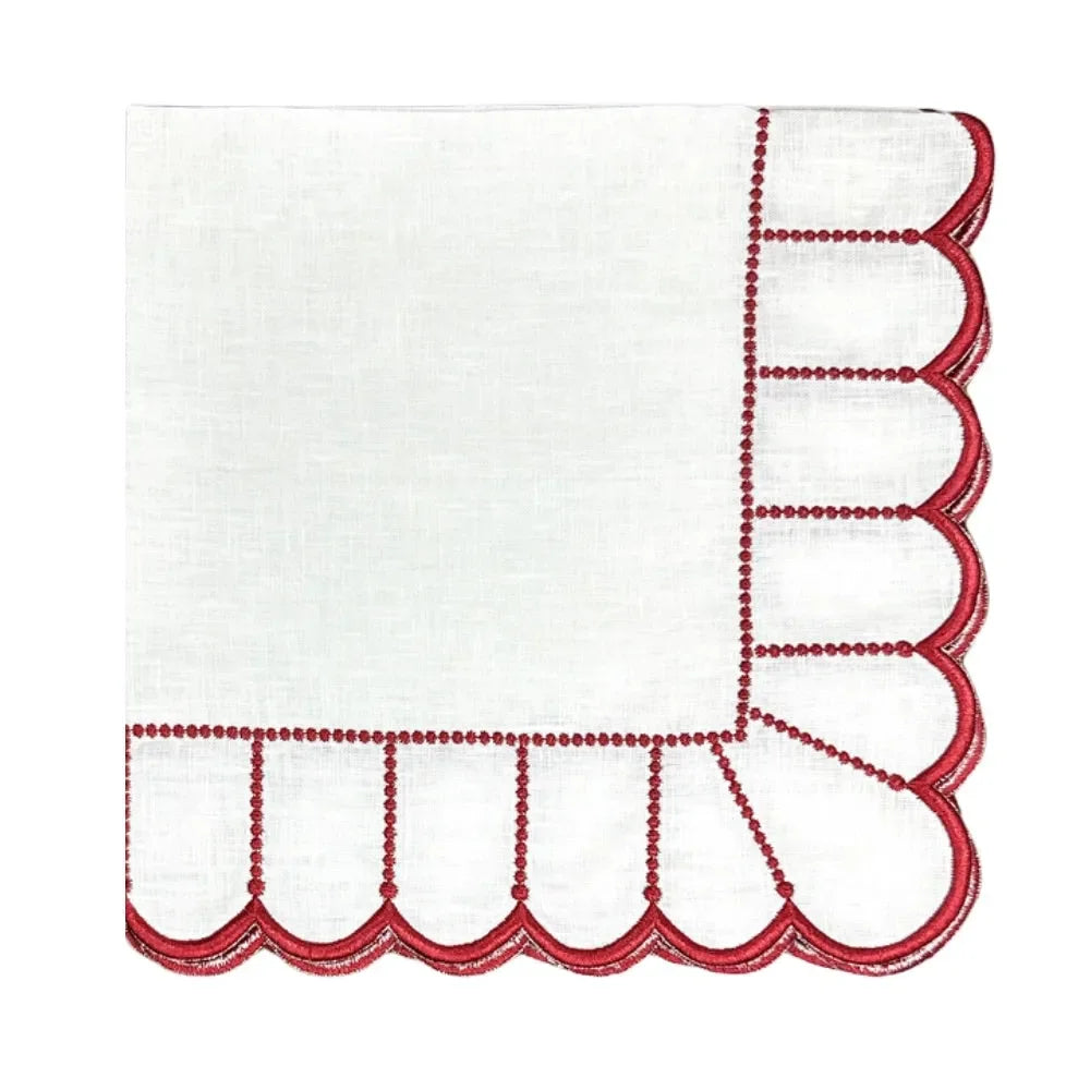 Studio Collection: Pippa Napkin - White/Red (Set of 4) - The Mayfair Hall