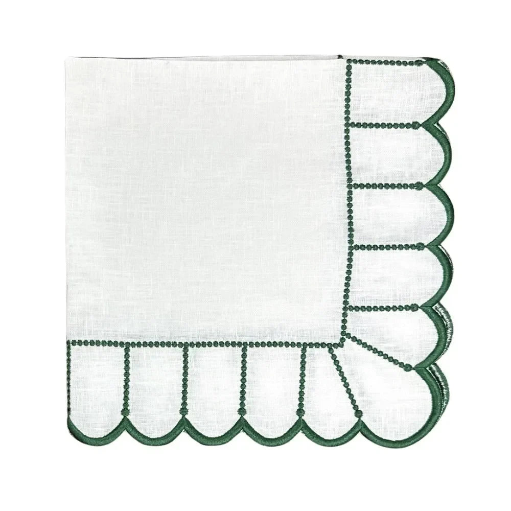 Studio Collection: Pippa Napkin - White/Dark Green (Set of 4) - The Mayfair Hall