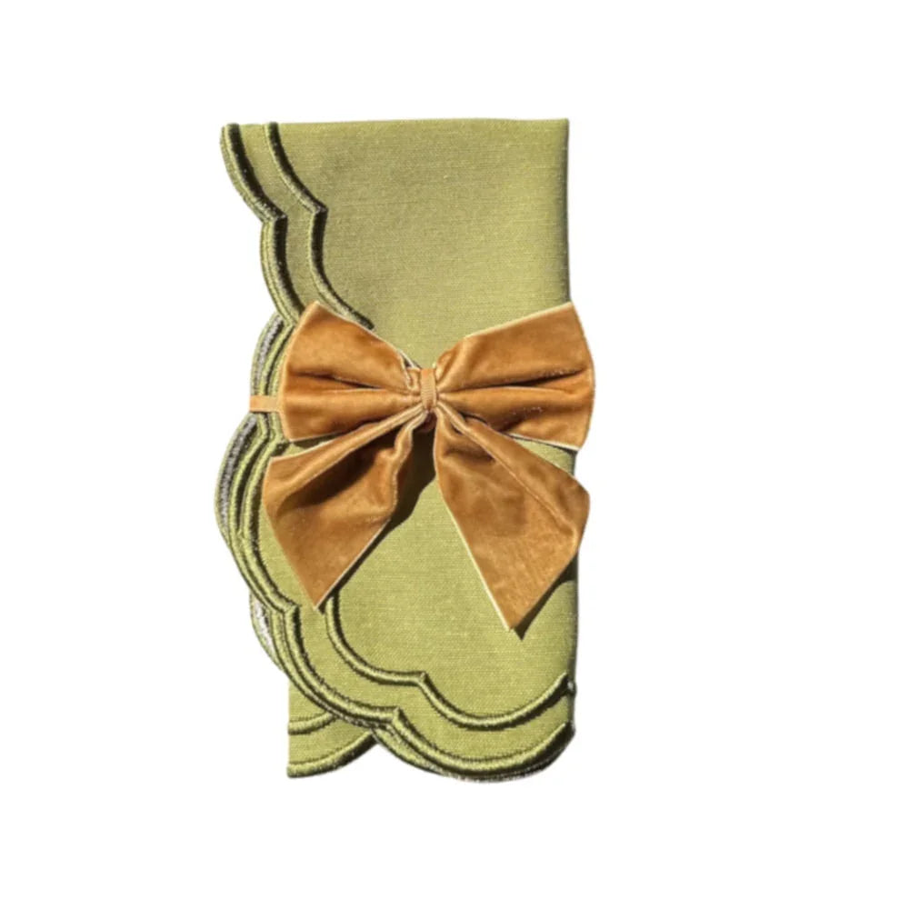 Gold: Velvet Bow Napkin Ties - (Set of 4) - The Mayfair Hall