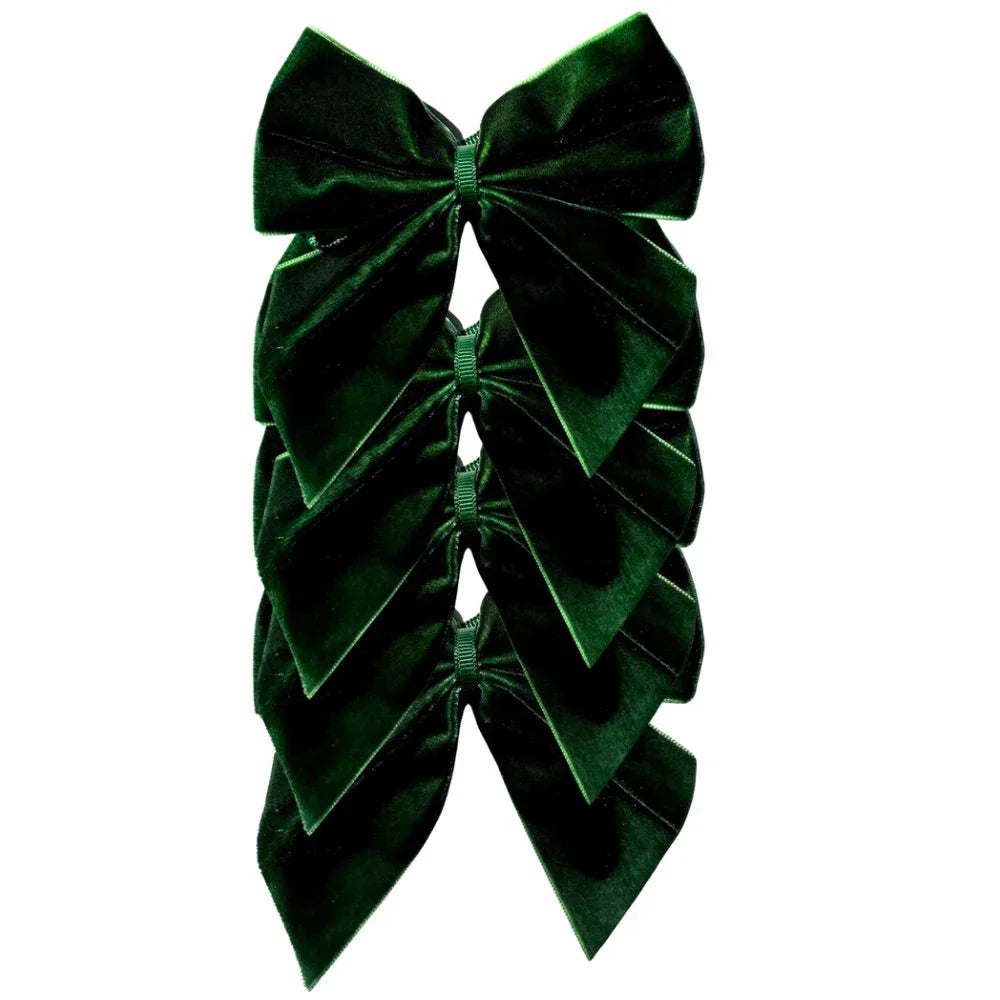 Dark Green: Velvet Bow Napkin Ties - (Set of 4) - The Mayfair Hall