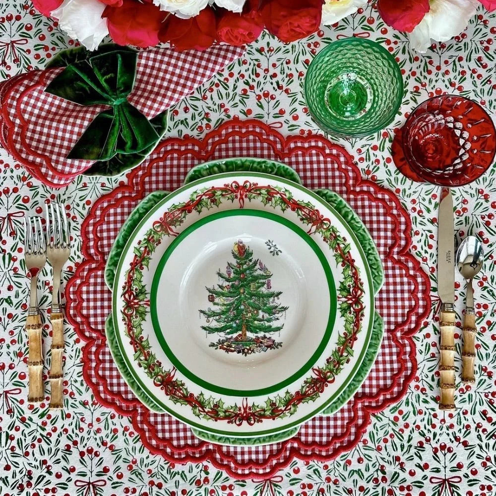 Mistletoe Block Print Tablecloth