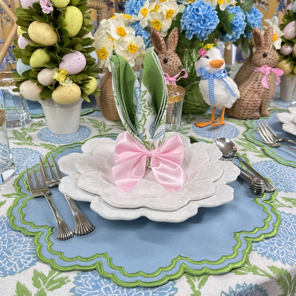 Blue and Green, Flowers & Vines - Tablecloth