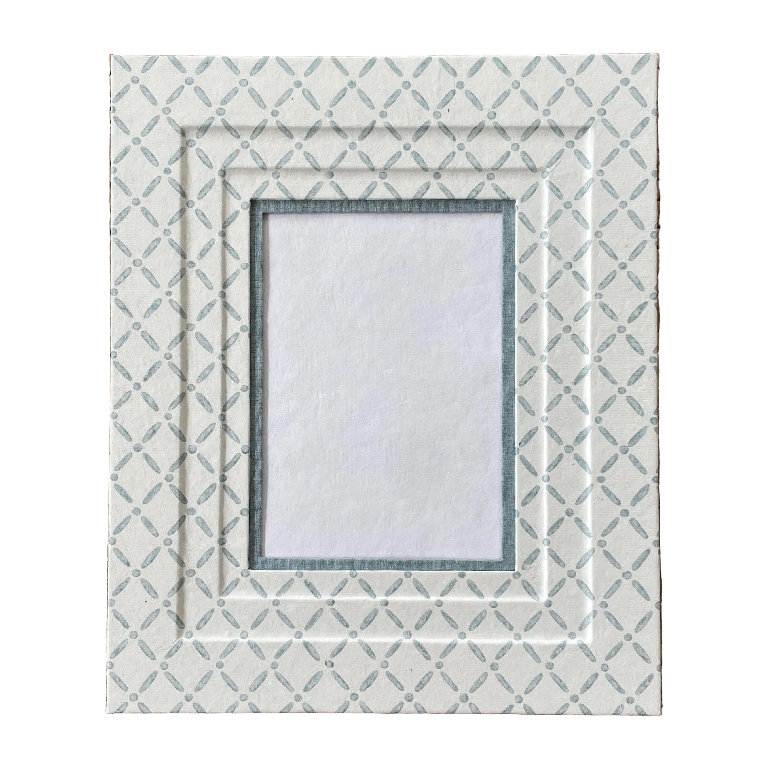 5x7 Block Printed Picture Frame in Croix Blue