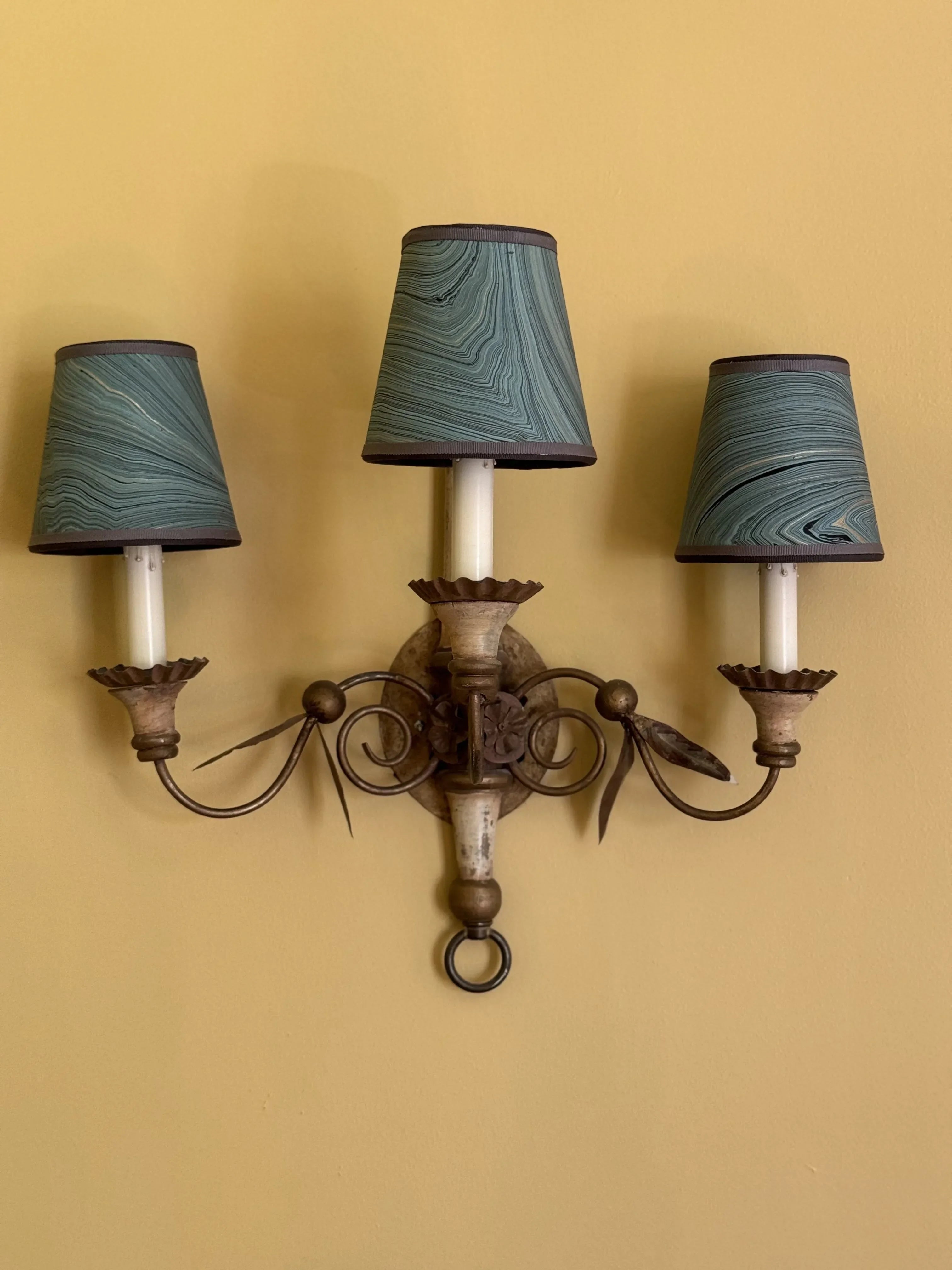 Sconce Lampshade in Marbled Emerald - The Mayfair Hall