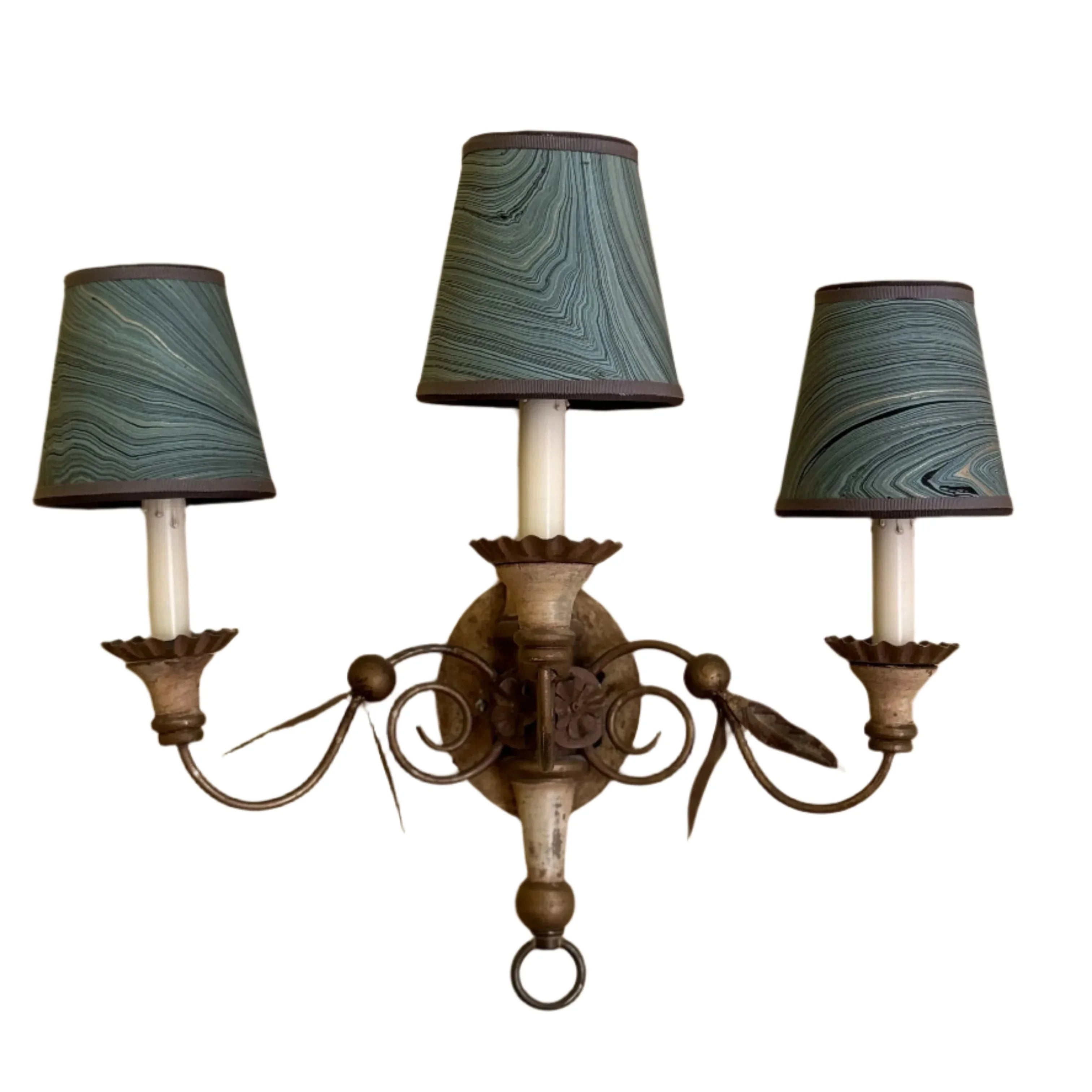 Sconce Lampshade in Marbled Emerald - The Mayfair Hall